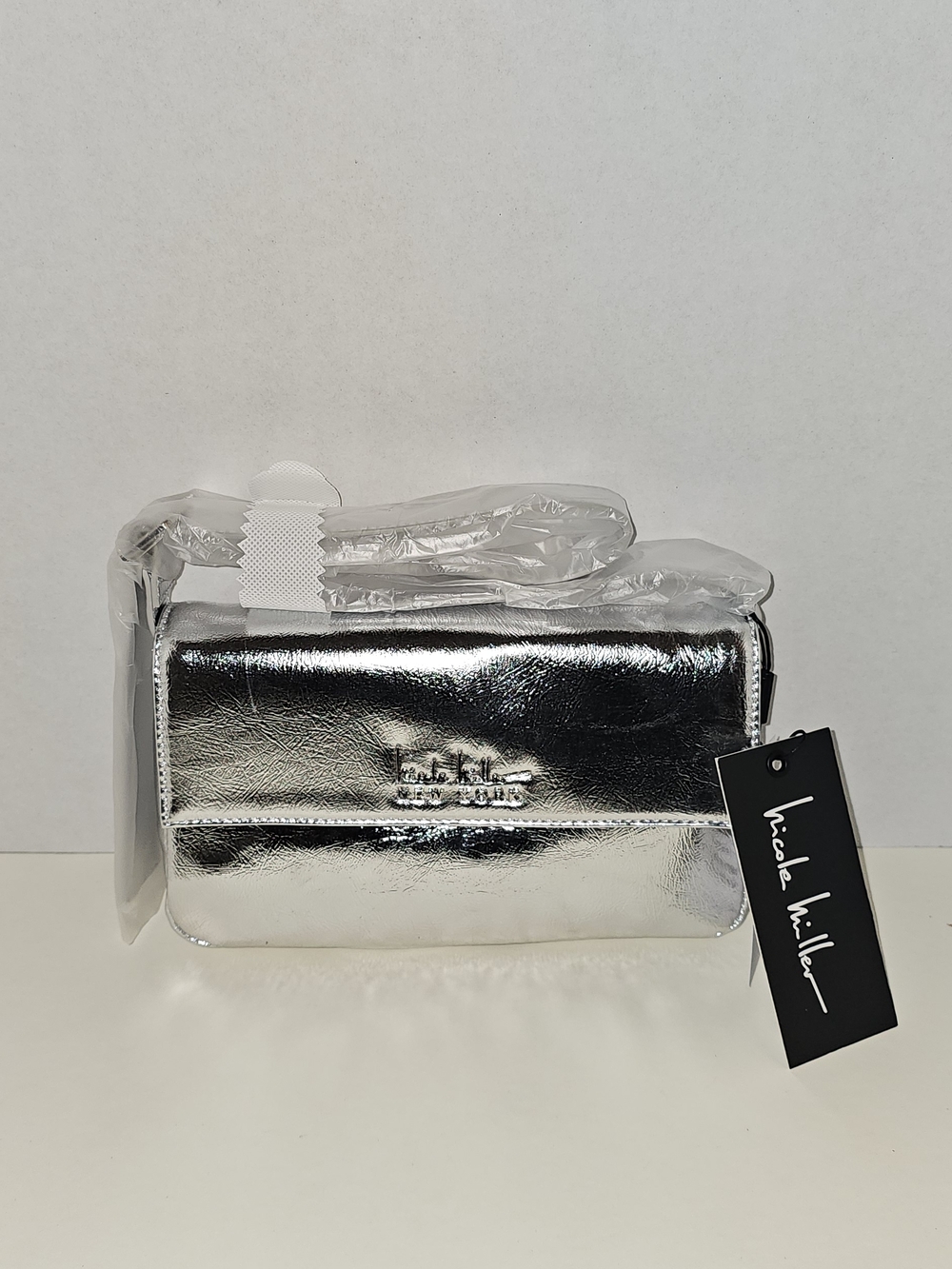 Nicole Miller Silver Metallic Shoulder Bag